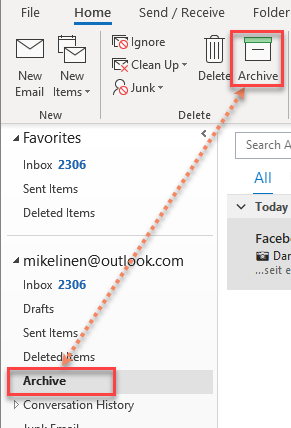 outlook for mac 2016 archive a specific mail folder